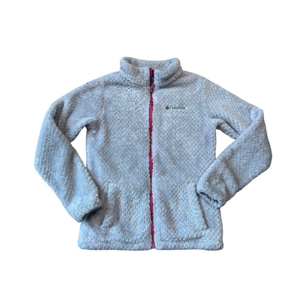 COLUMBIA GIRLS zip up Hoodie/Sweatshirt/Fleece, size LG (14-16) Gray & Pink